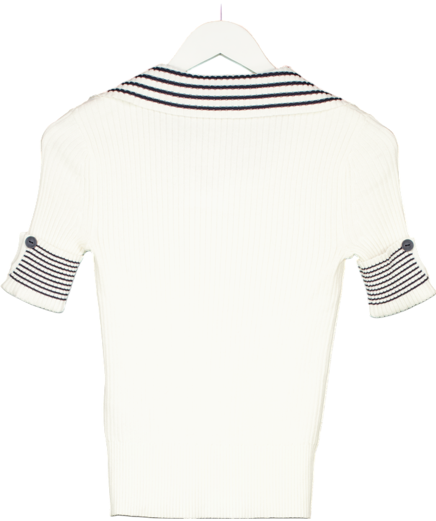 LK Bennett Cream Stripe Cotton Knitted Top UK XS