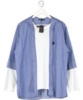 Maje Blue Organic Cotton Oversized Striped Shirt With Built In Under Top UK M