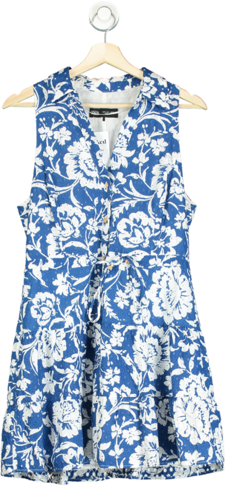 Zara Blue Floral Sleeveless Dress UK L