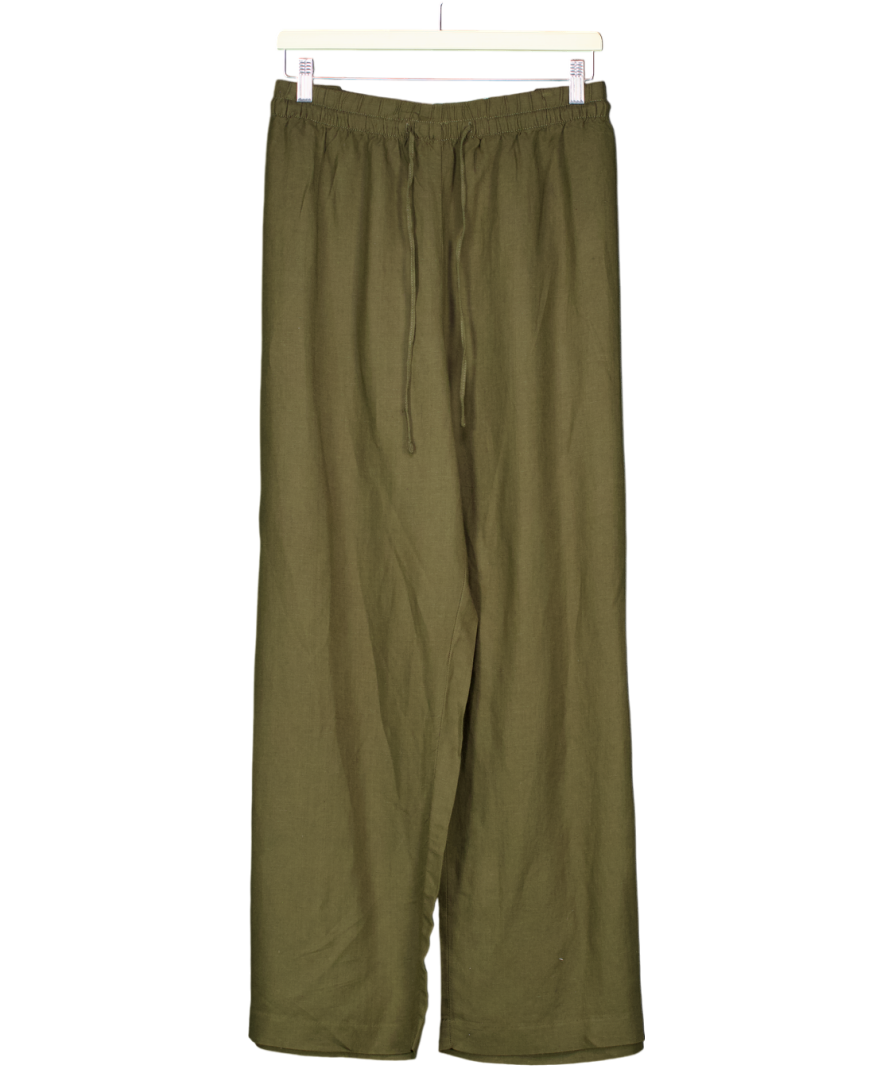 H&M Green Wide Linen-blend Trousers UK XXL