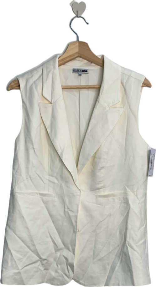 Fashion Nova White Sleeveless Blazer XS