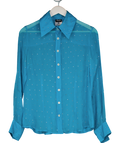 Dolce & Gabbana Blue Silk Rhinestone Blouse UK 10