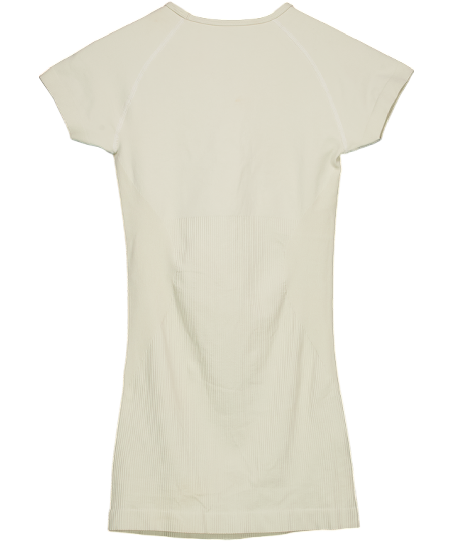 Sisters & Seekers Cream Activewear Rib Short Sleeve Mini Dress UK S