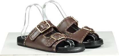 WYSE LONDON Brown Studded Double Buckle Sandals UK 4