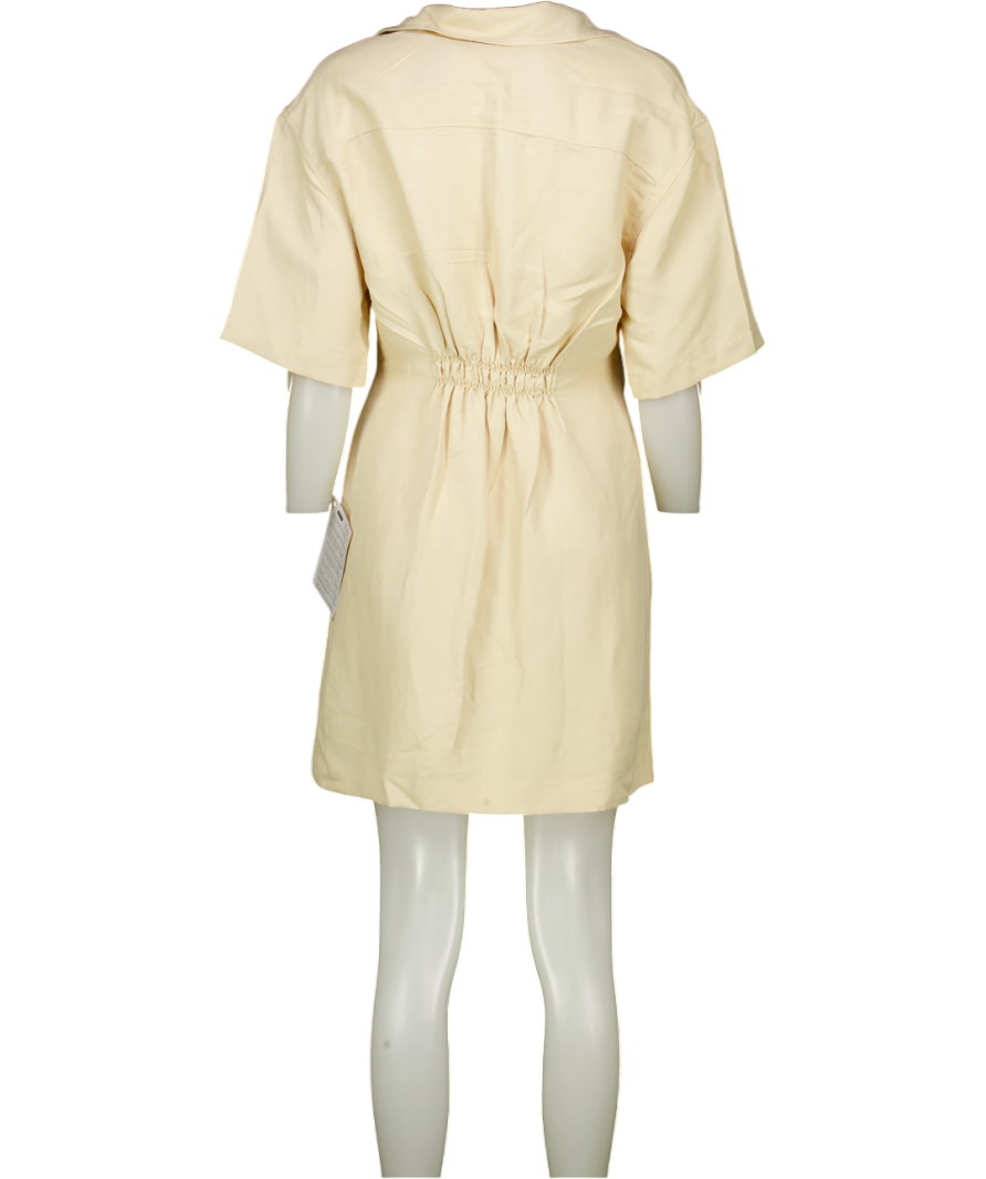 SANDRO PARIS Elba Draped Twill Mini Dress In Beige Fr36 UK 8