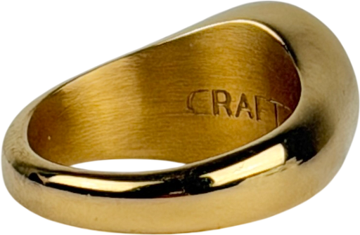 CRAFTD LONDON 18k yellow gold plated Round Signet Ring SIZE Q