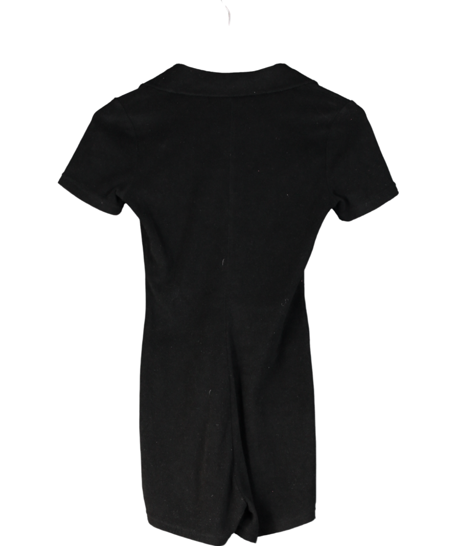White Fox Black Collared Button Up Playsuit UK XS