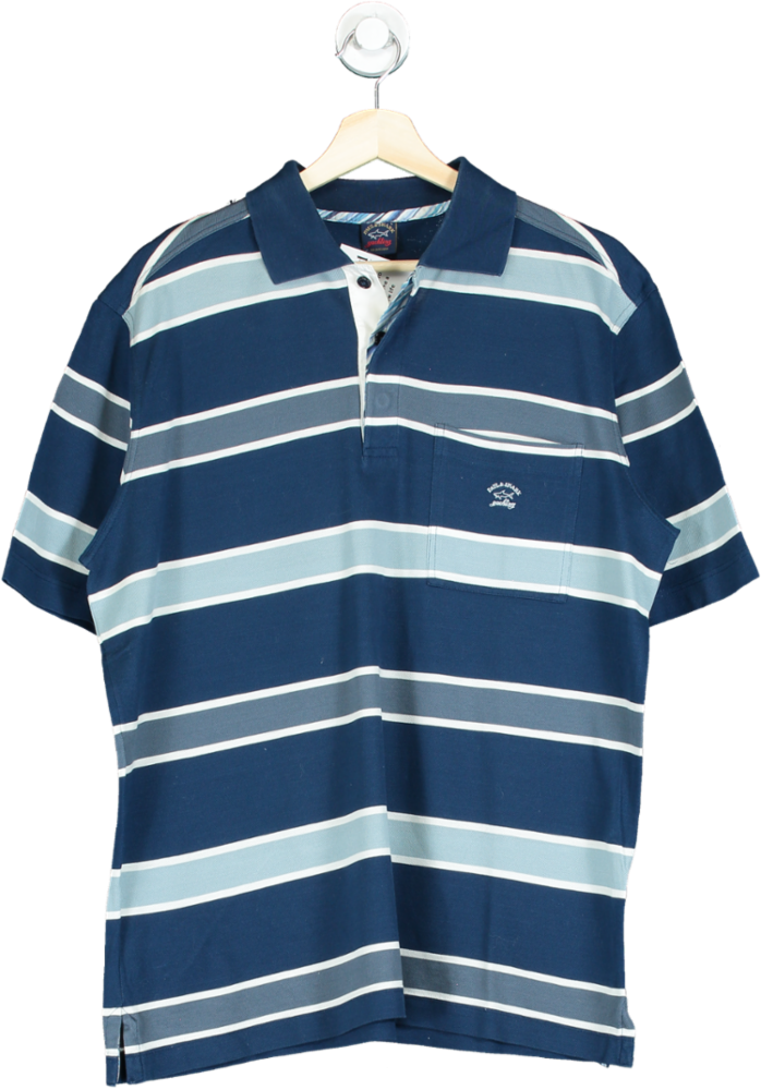 Paul & Shark Blue Striped Polo Shirt UK L