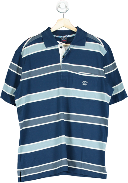 Paul & Shark Blue Striped Polo Shirt UK L