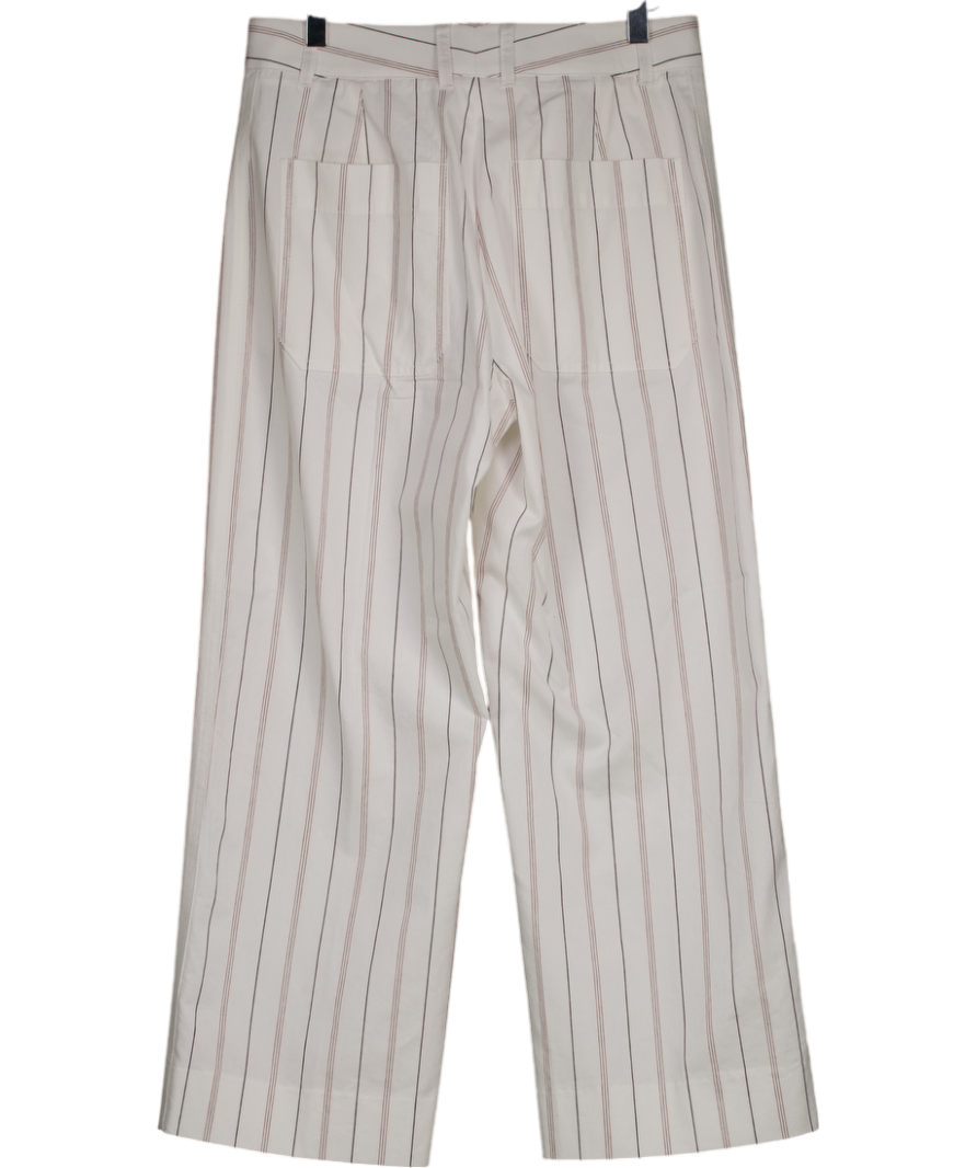 ME+EM White Multi Stripe Straight-leg Crop Trouser UK 8