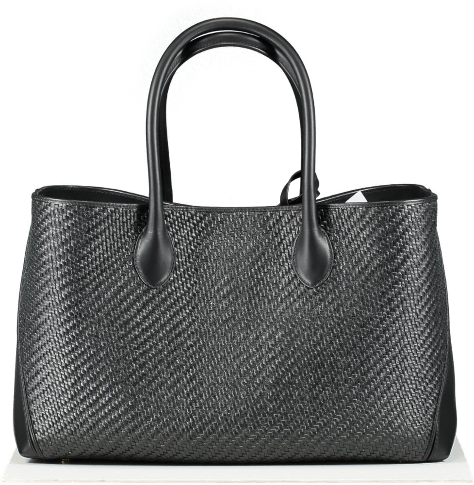 Aspinal Of London Black Large Woven Leather London Tote Bag