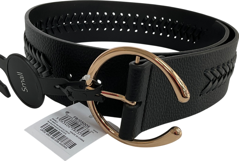 Next Black Plait Detail Wide Belt UK S