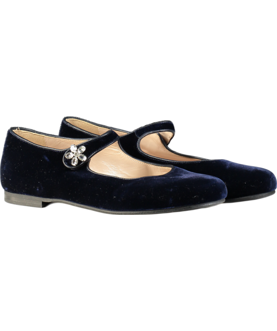 Il Gufo Blue Embellished Velvet Ballet Flats UK 3.5 EU 36 👼