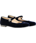 Il Gufo Blue Embellished Velvet Ballet Flats UK 3.5 EU 36 👼