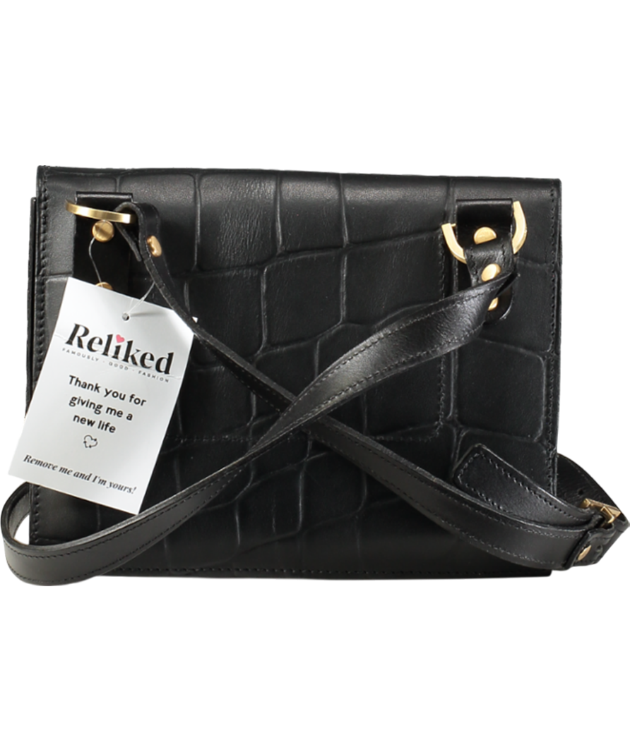 danielle foster Black Croc Charlie Box Bag