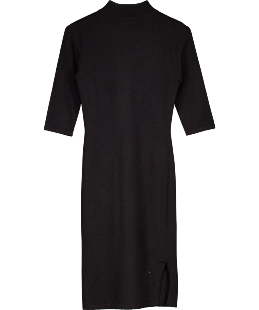 SHANGHAI TANG Black Wool / Angora Blend Knit Midi Dress UK S