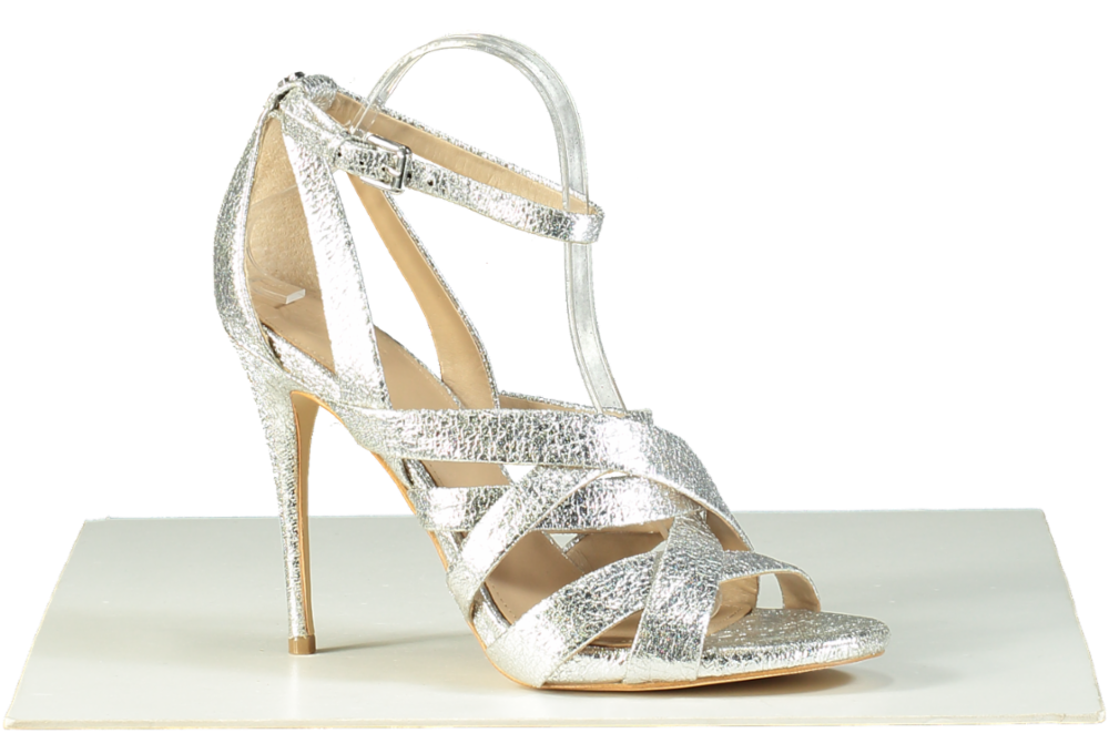 Guess Silver Strappy High-Heel Sandals UK 8 EU 41