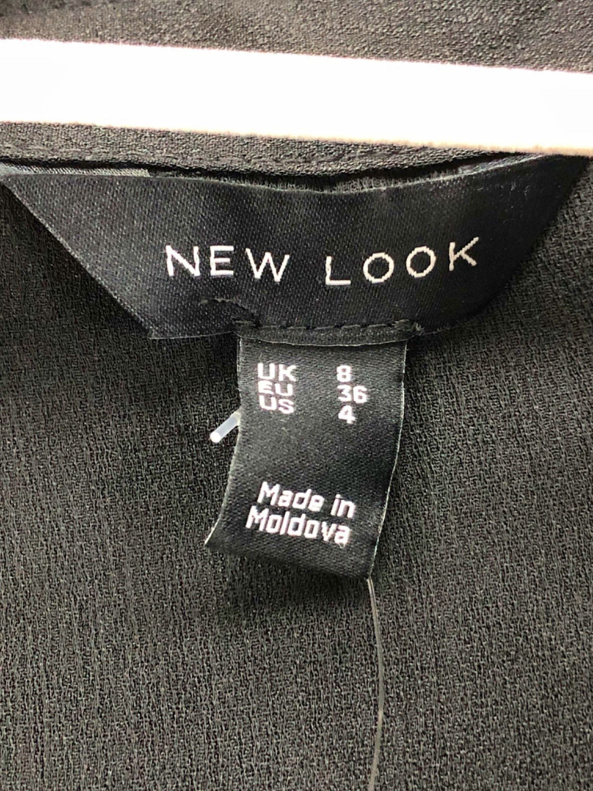 New Look Black Collared Long Sleeve Shirt UK 8