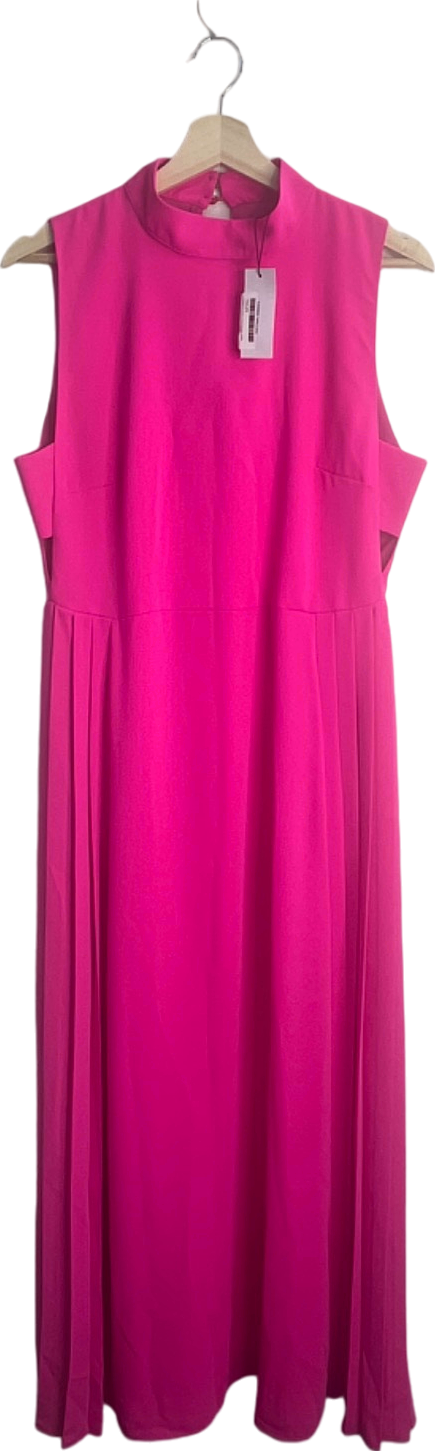 Karen Millen Hot Pink Soft Tailored Pleated Panel Midi Dress UK 12