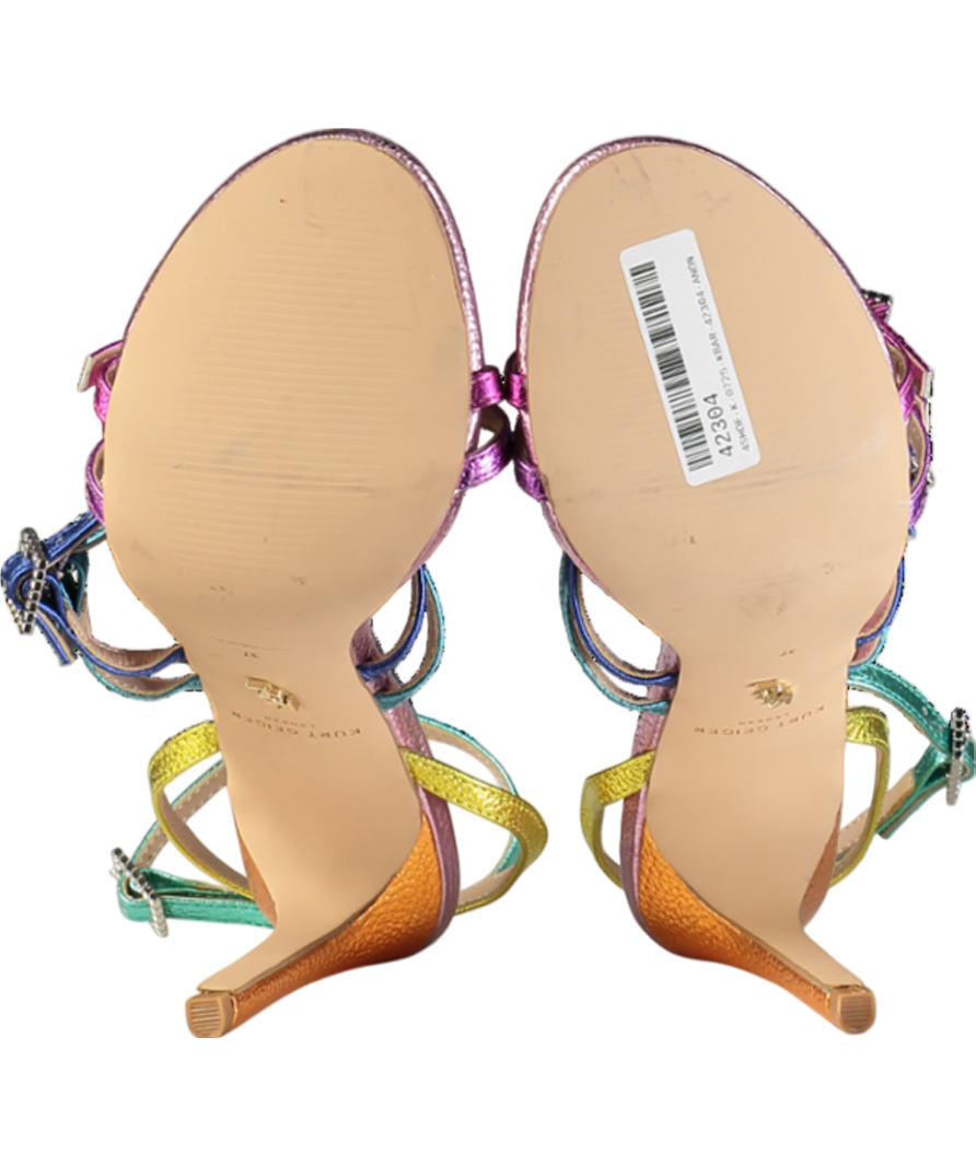 Kurt Geiger Multicoloured Pierra Rainbow Leather Heeled Sandals UK 4 EU 37 👠