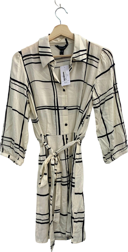 New Look Cream Check Shirt Dress UK 12