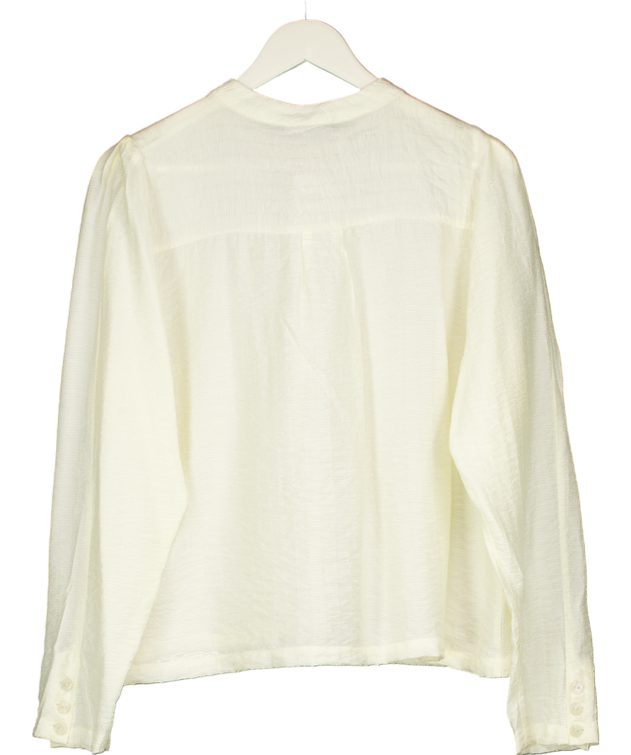 Oliver Bonas White Textured Striped Sheer Blouse UK 14