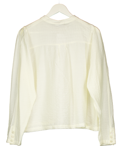 Oliver Bonas White Textured Striped Sheer Blouse UK 14