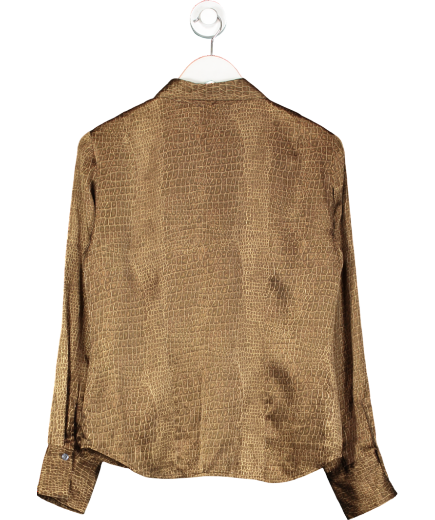 New York & Company Brown Chiffon Long Button Down UK M