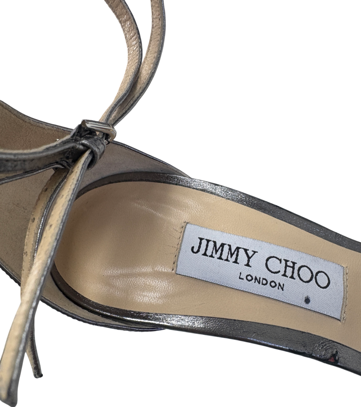 Jimmy Choo Metallic Gunmetal Platform Heeled Sandals UK 8 EU 41 👠