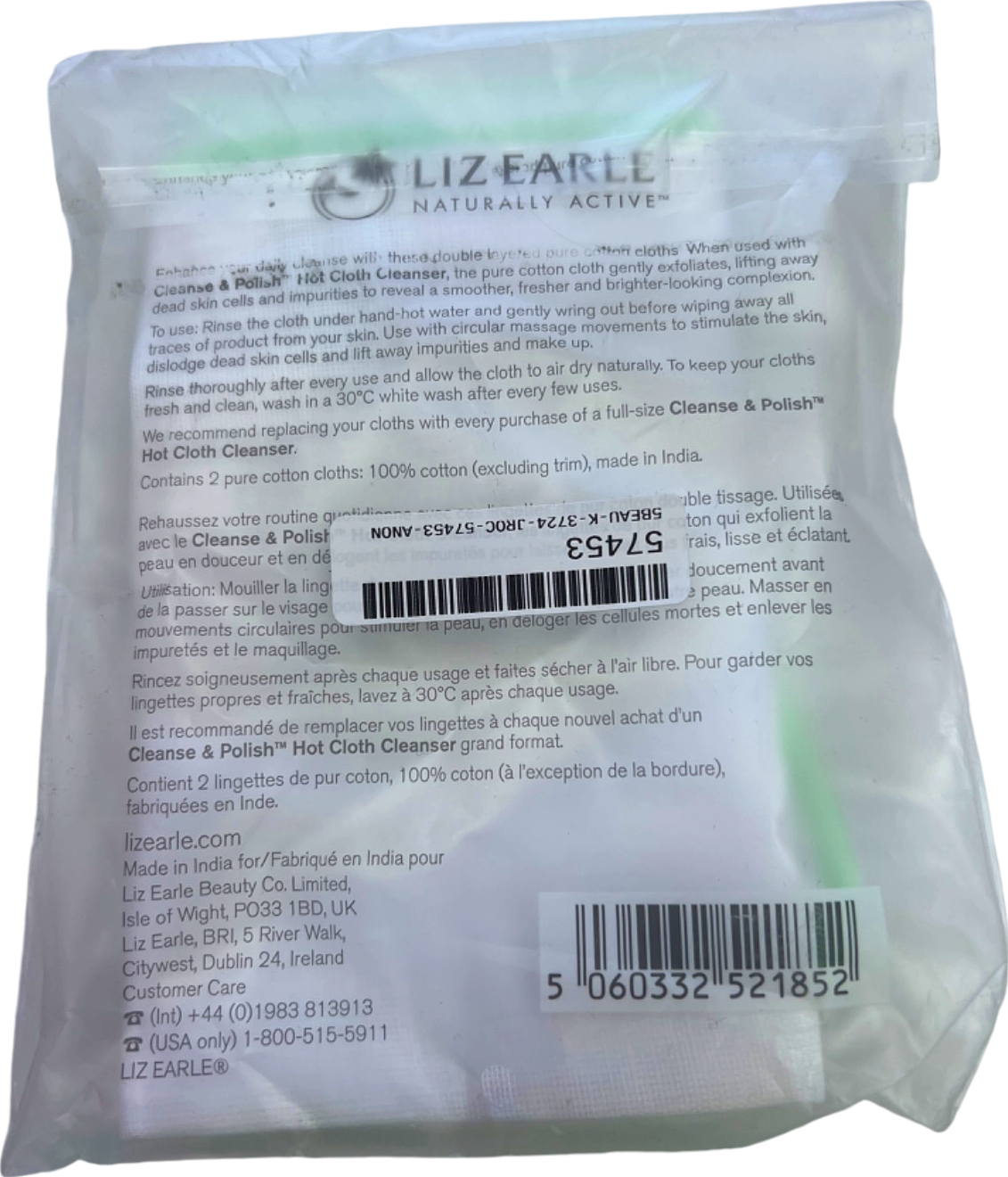 Liz Earle Cleanse & Polish Pure Cotton Cloth - 2 Cloths