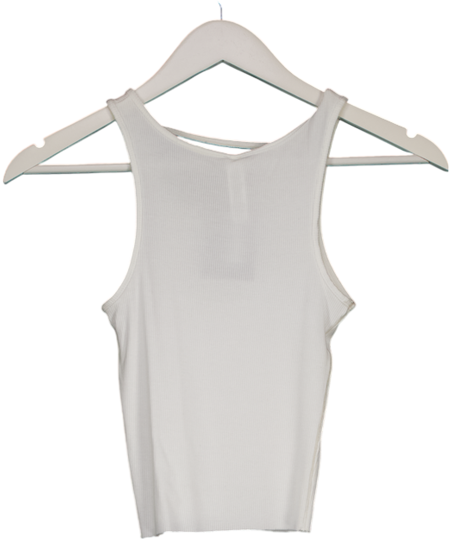 SKIMS White Ribbed Cross Strap Tank Top UK S
