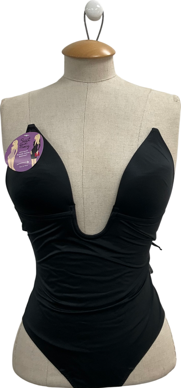 Spanx Black Plunge Low Back Thong Bodysuit UK 12