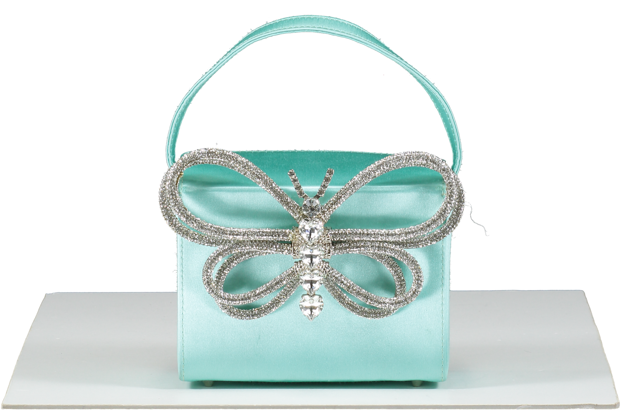 L'alingi Blue Aqua Ella Box Bag Satin Box Clutch One Size