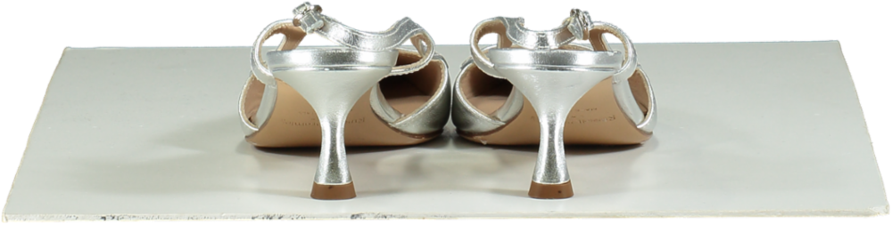 Russell & Bromley Silver SLINGPOINT Slingback Kitten Heel UK 5 EU 38