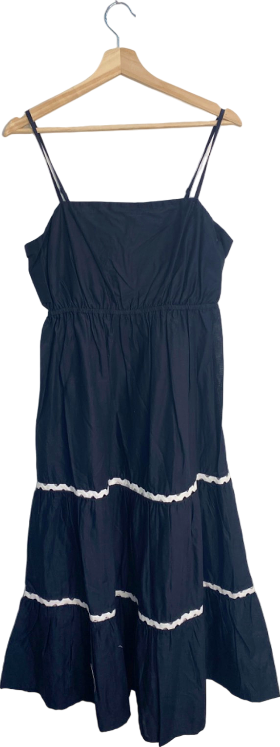 M&S Black Beach Dress with White Lace Trim UK 12 Regular