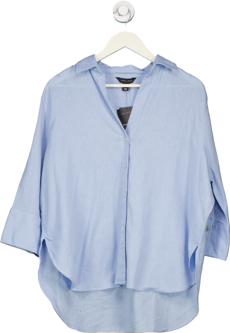 New Look Blue Lexie Linen Shirt UK 14