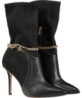 LUI JO Marilyn 5 Black Leather & Suede Boots With Gold Star And Chain Detail UK 5 EU 38 👠