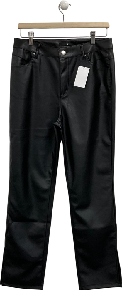 Very Black Faux Leather Split Hem Trousers UK 14