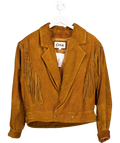 CHIA Brown Vintage Tan Suede Oversize Fringed Jacket UK M