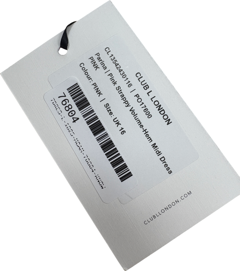 Club L Pink Parina Strappy Volume Midi Dress UK 16