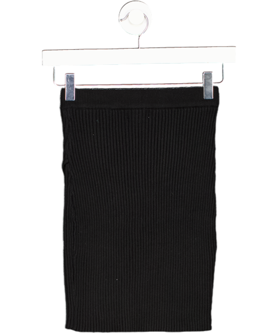 PRETTY LAVISH Lakelyn Wrap Mini Knit Skirt - Black UK XS