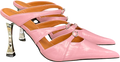 River Island Pink Print Triple Buckle Heeled Mule UK 6 EU 39 👠