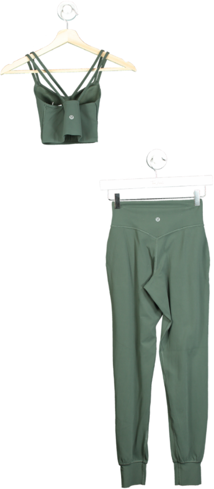 Lululemon Green Sports Bra and Leggings Set UK XS/S