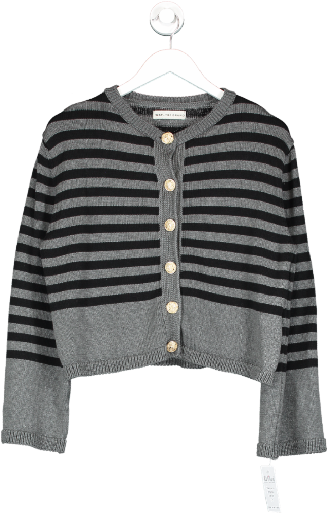 WAT. THE BRAND Black Stripe Knitted Cardigan UK 10