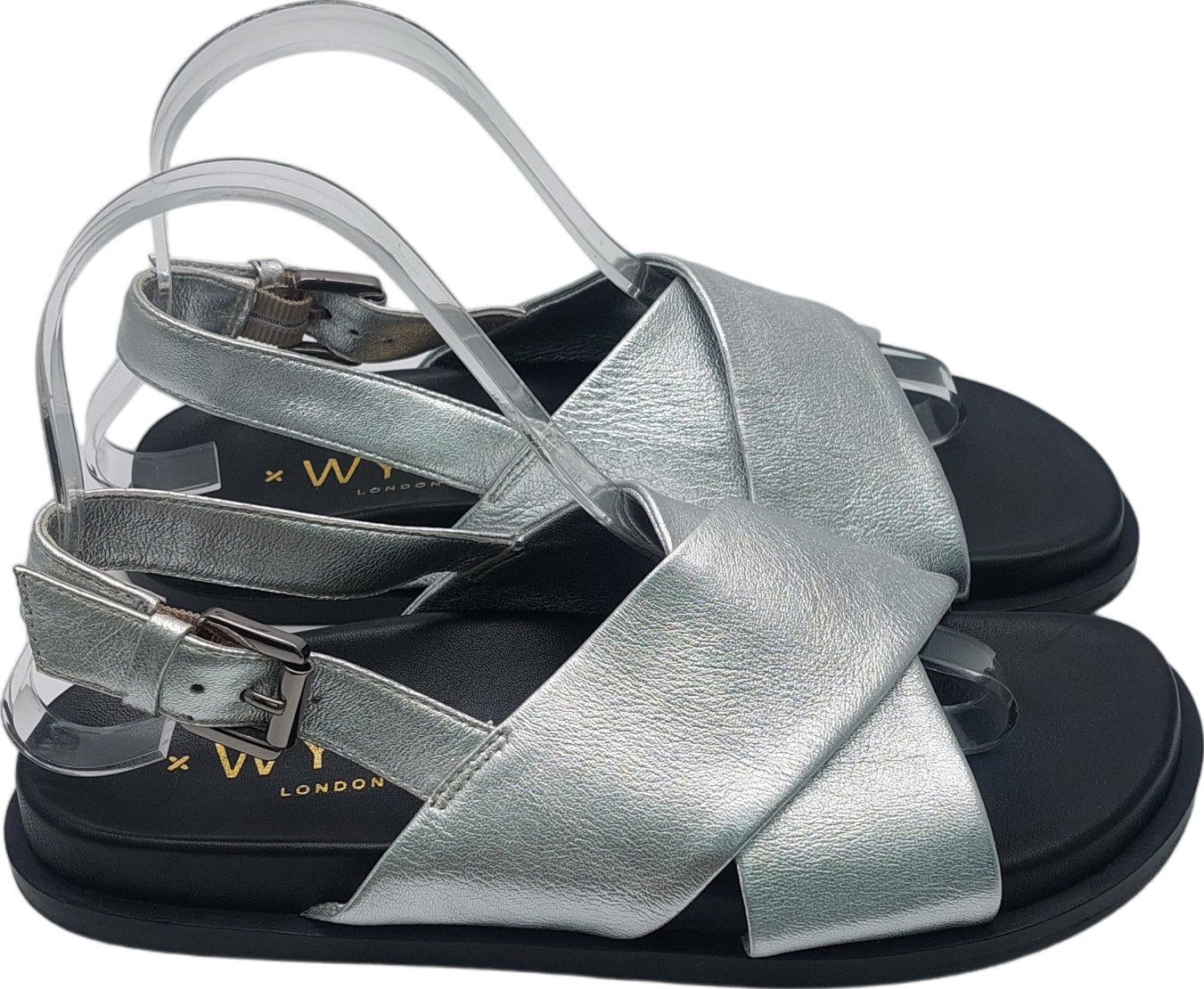 Wyse London London Silver Soft Leather Metallic Sandals EU 37 UK 4