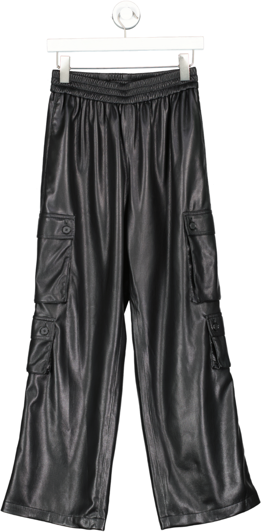 Les Reveries Black Super Cargo Leather Track Pants UK S