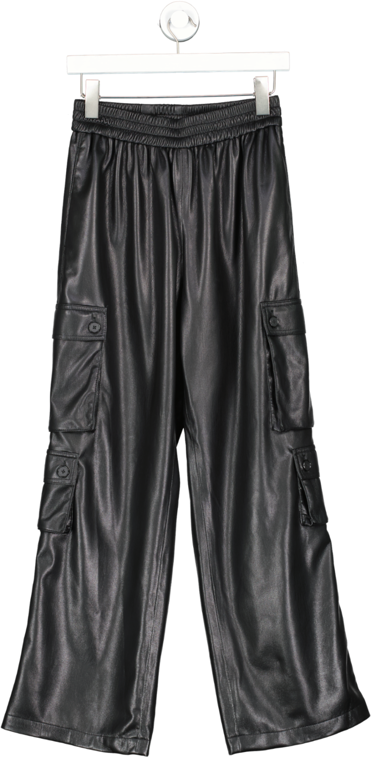 Les Reveries Black Super Cargo Leather Track Pants UK S