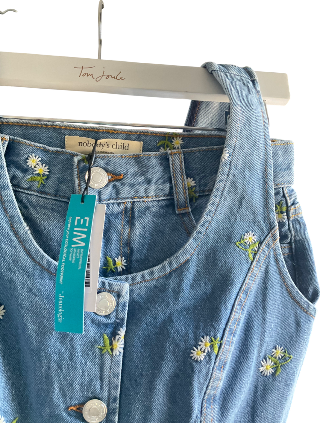 Nobody's Child Blue Denim Daisy Embroidered Waistcoat And Shorts UK 8