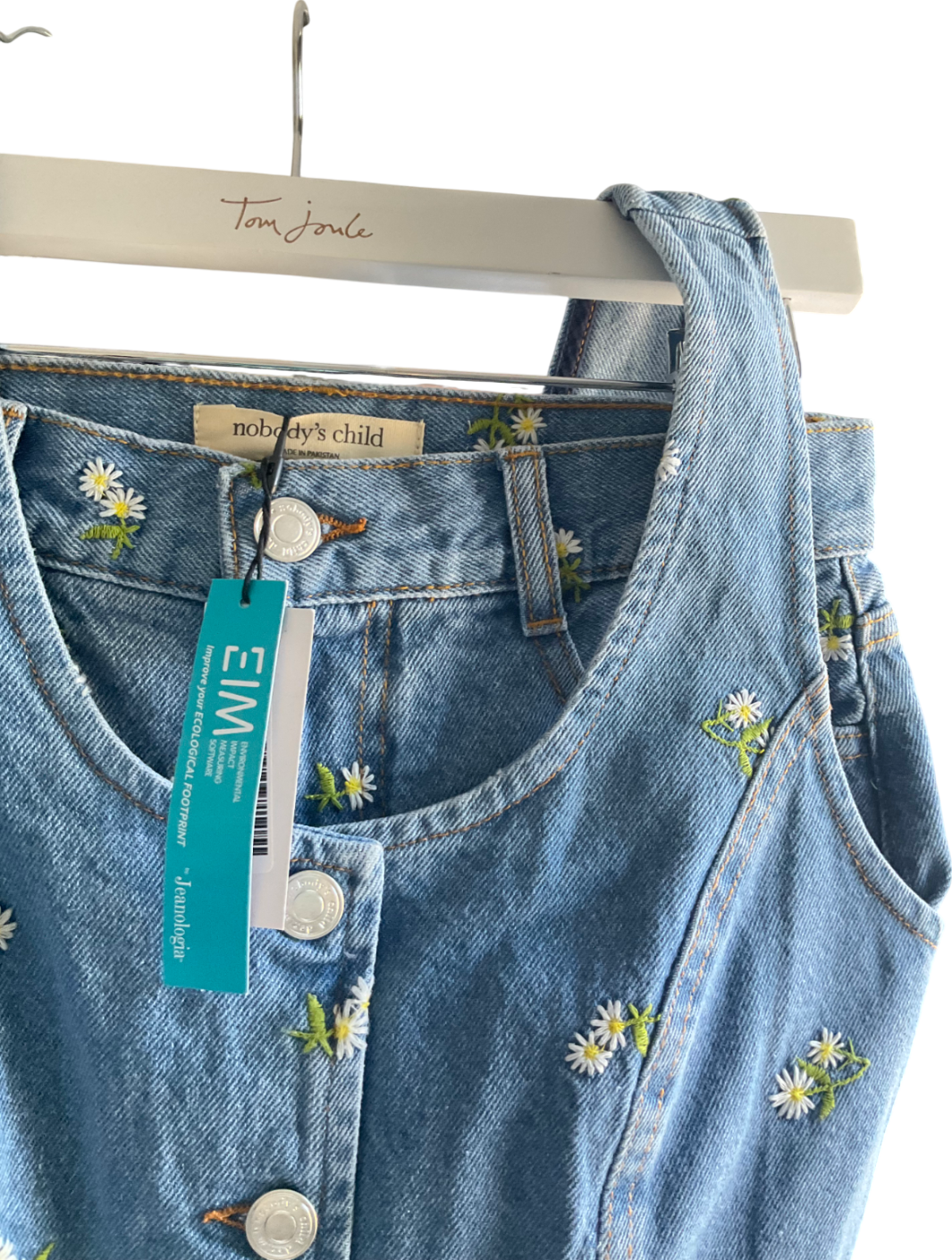 Nobody's Child Blue Denim Daisy Embroidered Waistcoat And Shorts UK 8