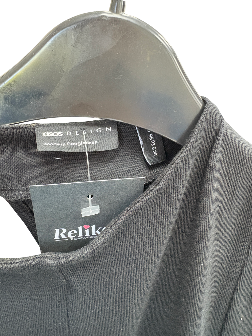 ASOS Black Cotton Sleeveless Midi Sundress UK 8